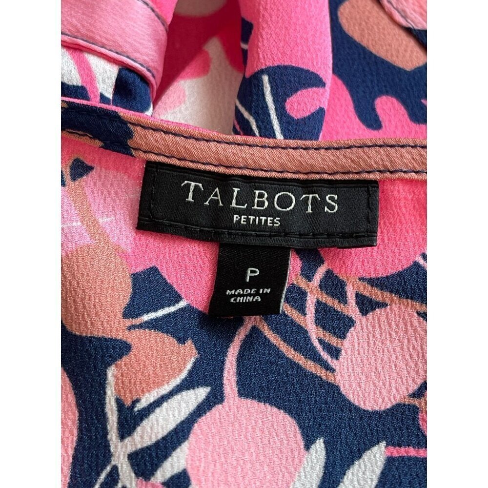 TALBOTS FLORAL BUTTON-BACK BLOUSE WITH BOW CUFFS – PETITE - Picture 2 of 12